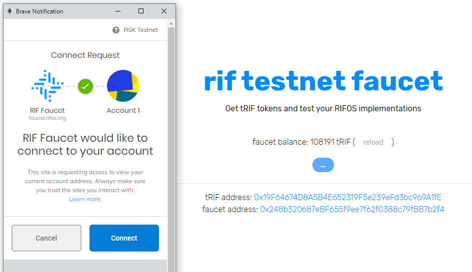 Connect RIF Faucet to Account